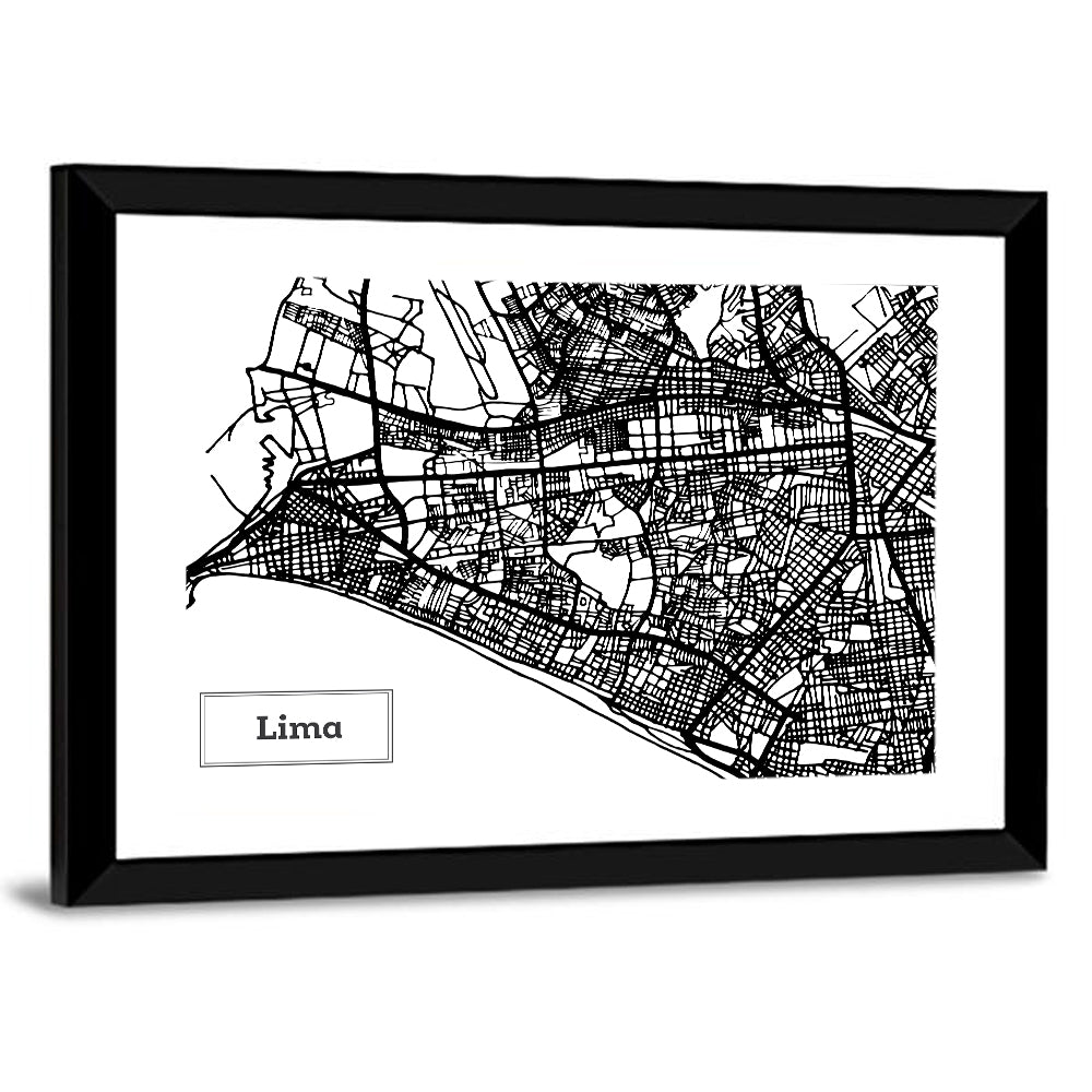 Lima Coastal Street Map Wall Art
