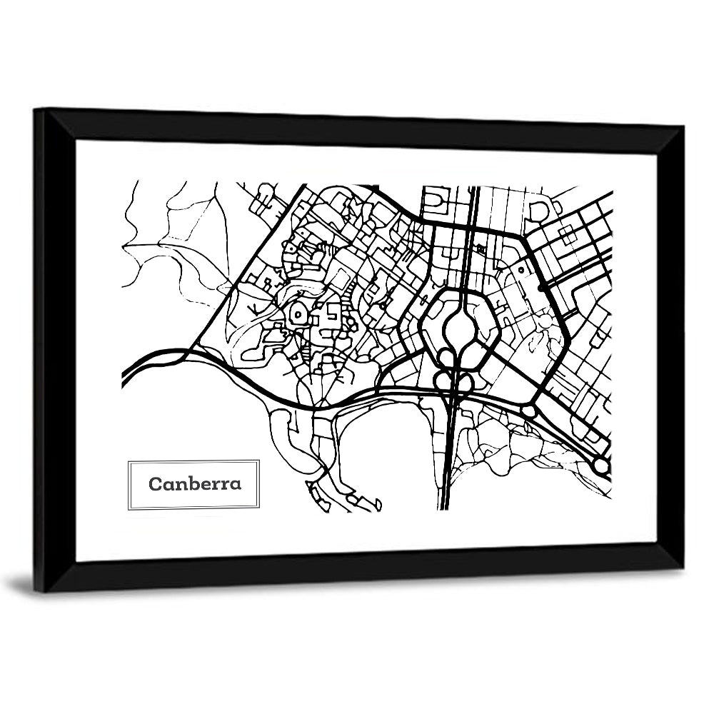 Canberra Street Network Map Wall Art