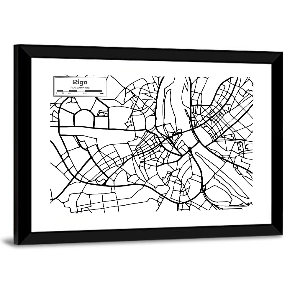 Riga City Map Wall Art