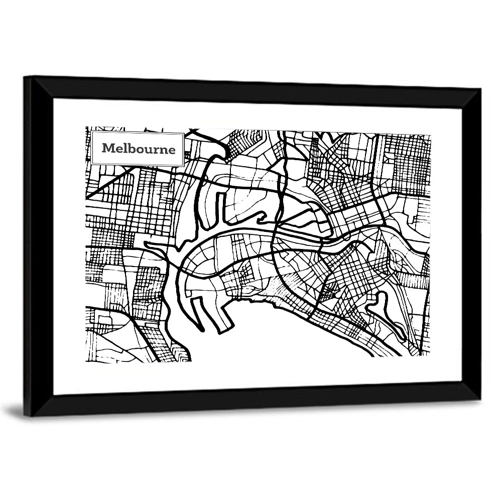 Melbourne Street Grid Map Wall Art
