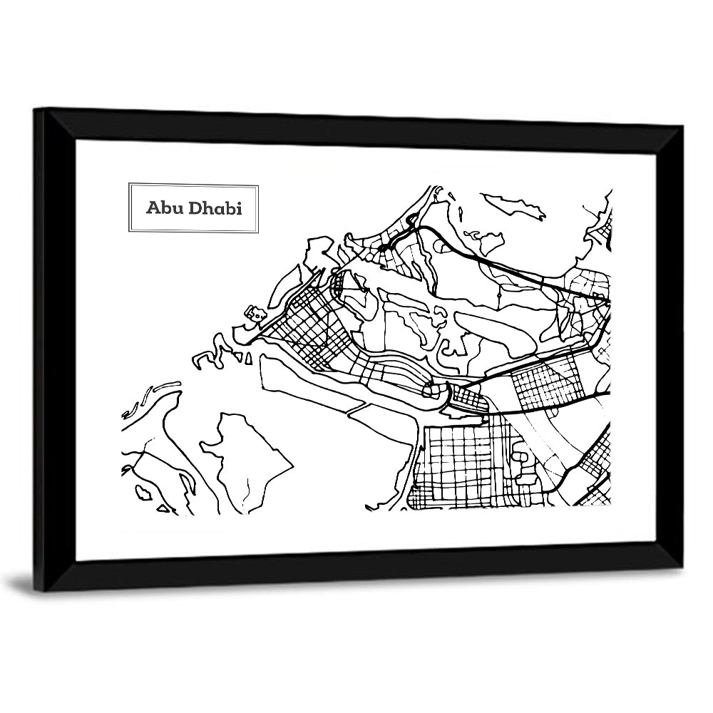 Abu Dhabi City Grid Map Wall Art