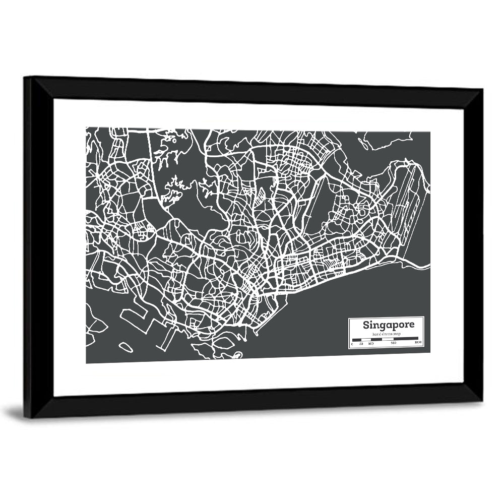 Singapore Minimal City Map Wall Art