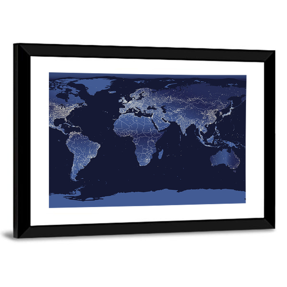 Night Earth View From Space Wall Art