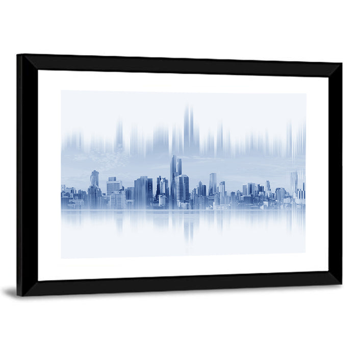 Abstract Skyscraper Reflection Wall Art as a framed print
