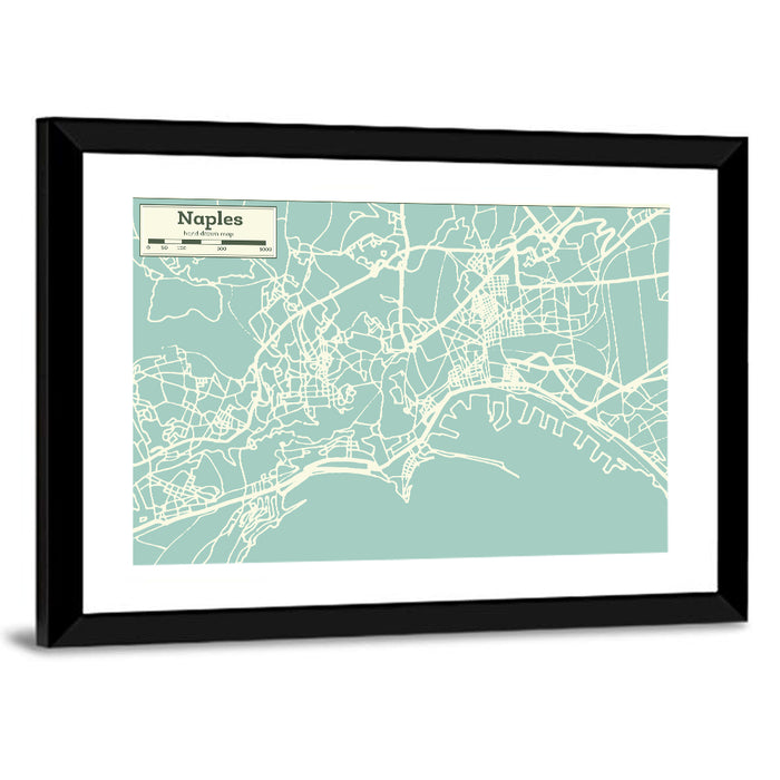 Naples Coastal Map Wall Art as a framed print