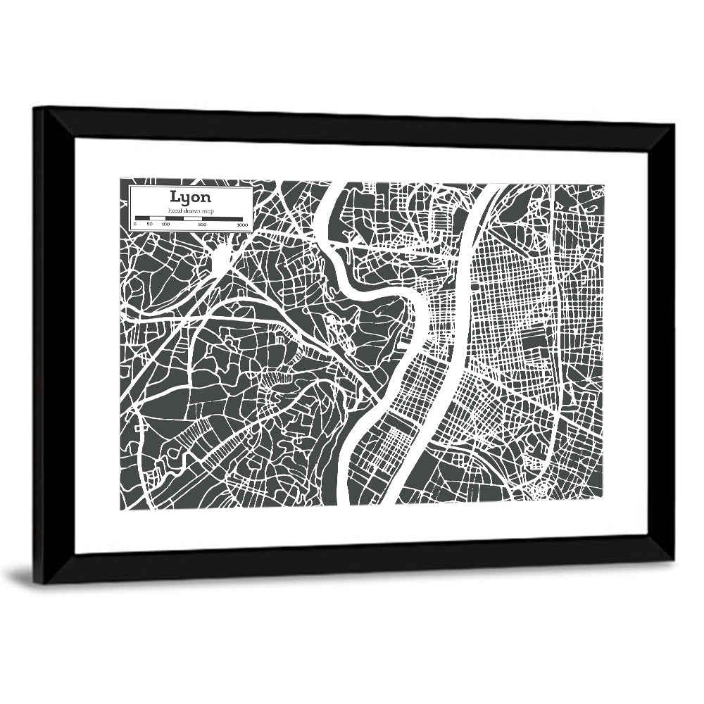 Lyon Aerial City Map Wall Art
