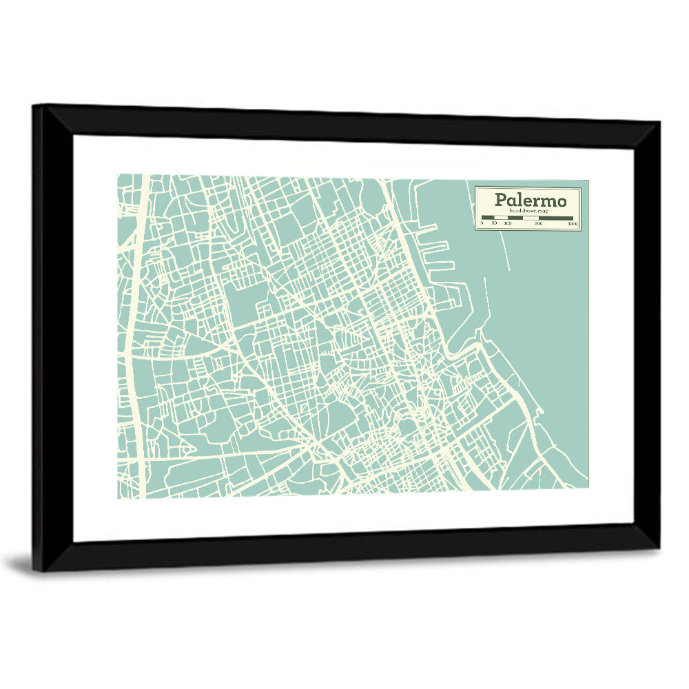 Palermo Coastal Map Wall Art