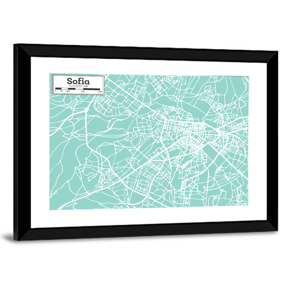 Sofia Teal City Map Wall Art