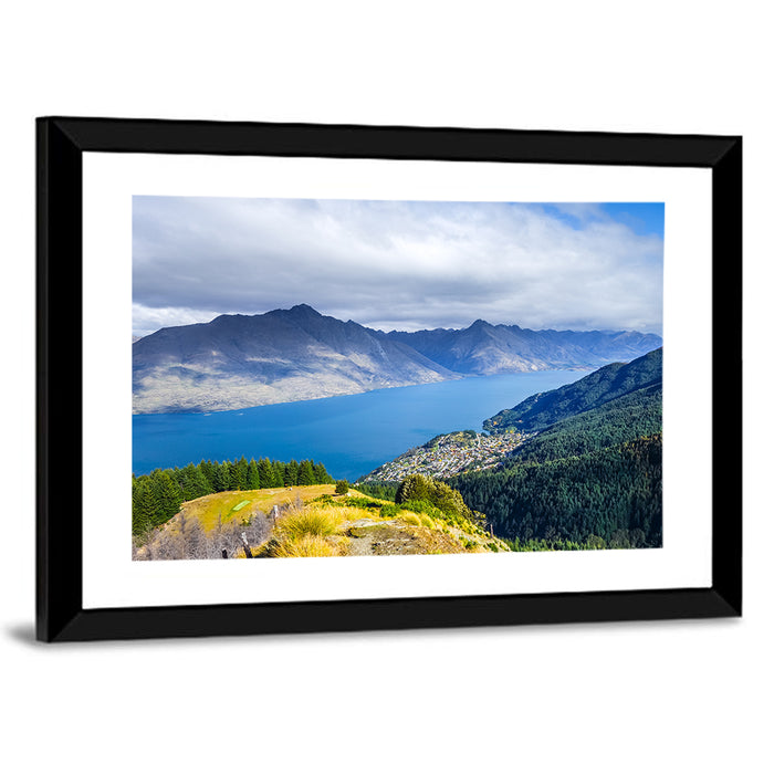 Queenstown Over Lake Wakatipu Wall Art as a framed print