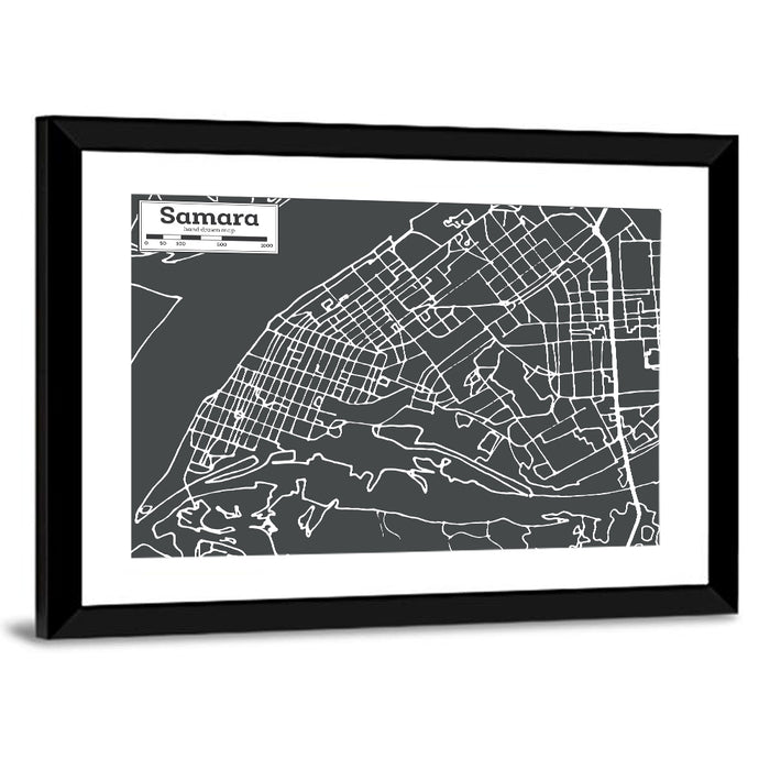 Samara Aerial Map Wall Art as a framed print