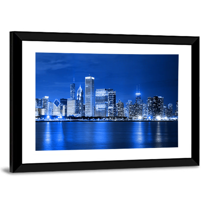 Chicago Financial District Skyline Wall Art as a framed print