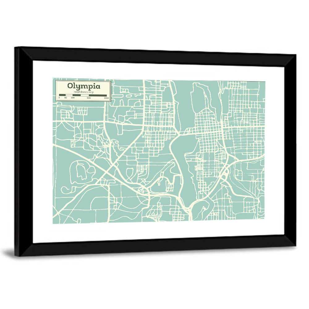 Olympia Street Network Map Wall Art