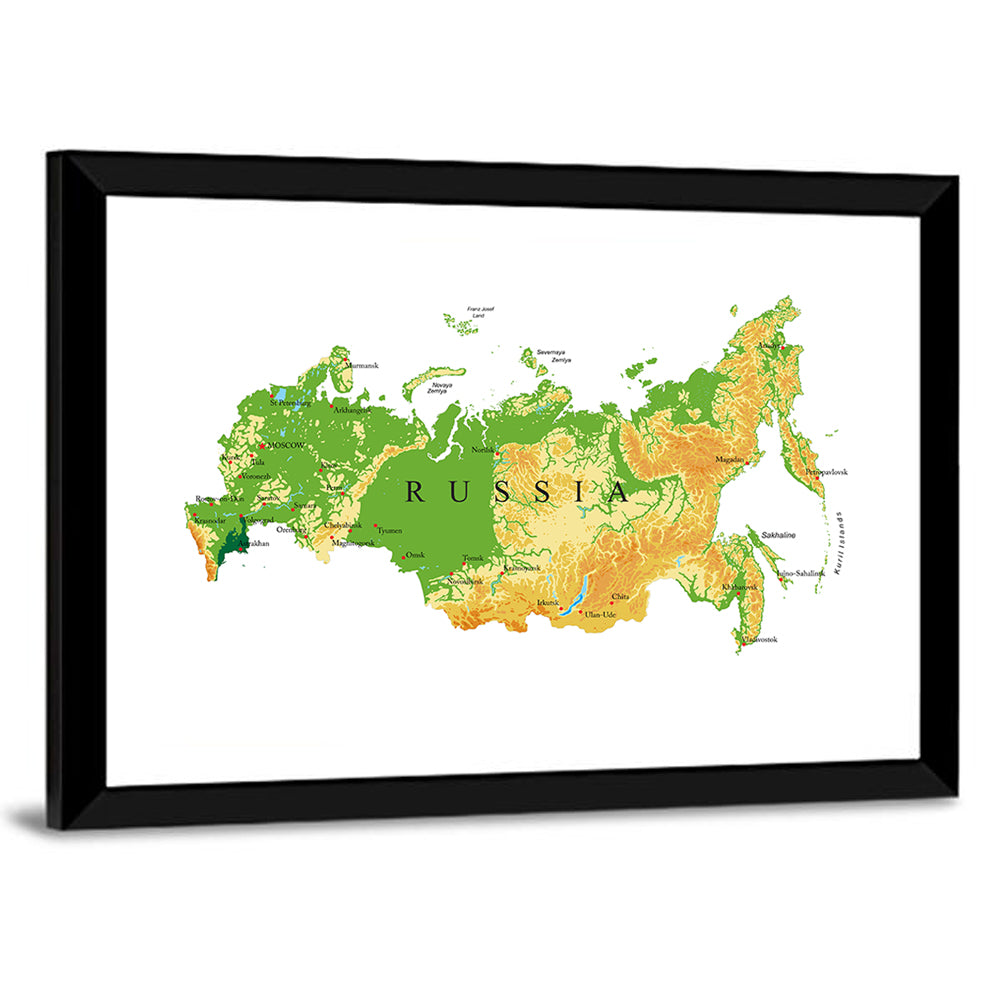 Russia Topographic Relief Map Wall Art