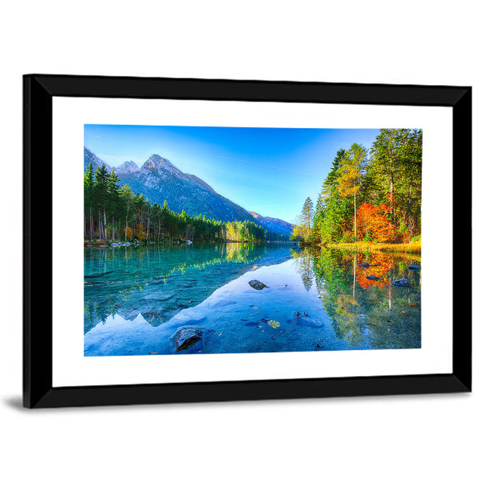 Hintersee Autumn Reflection Wall Art as a framed print