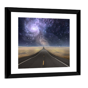 Galaxy Over Empty Road Wall Art