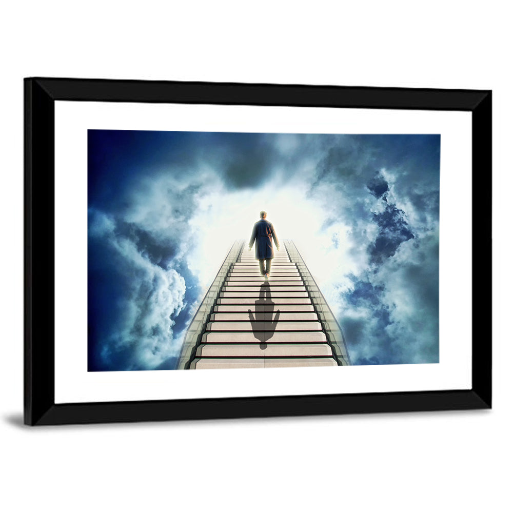 Man Ascending Toward Light Wall Art