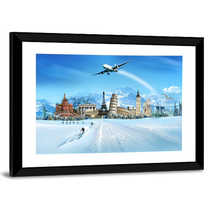 Global Landmarks Collage Wall Art as a framed print