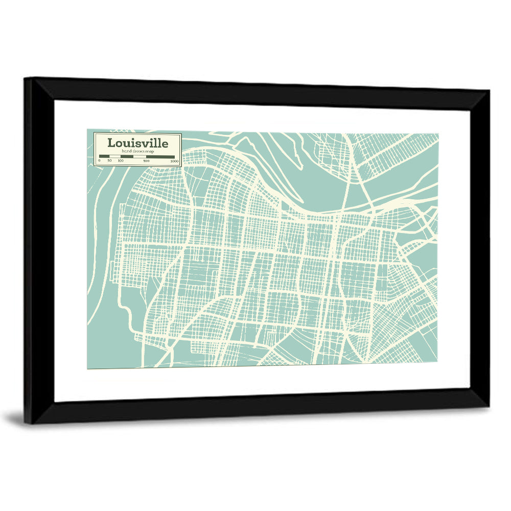 Louisville Kentucky Minimalist City Map Wall Art
