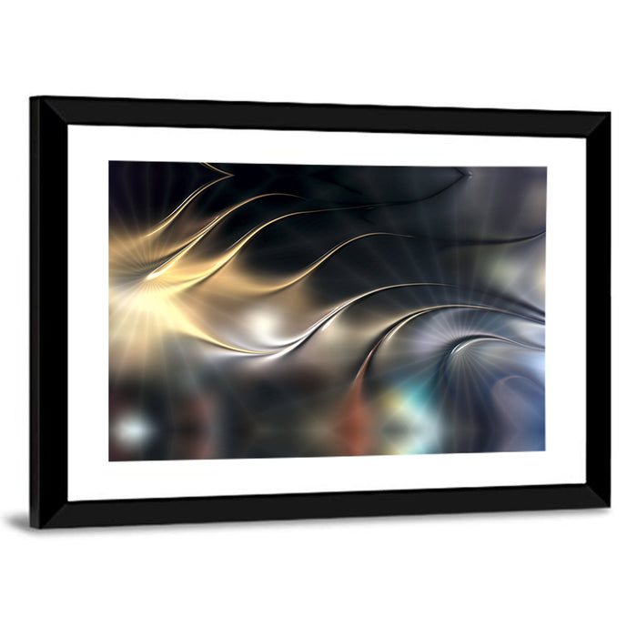 3d Metallic Wave Composition Wall Art as a framed print