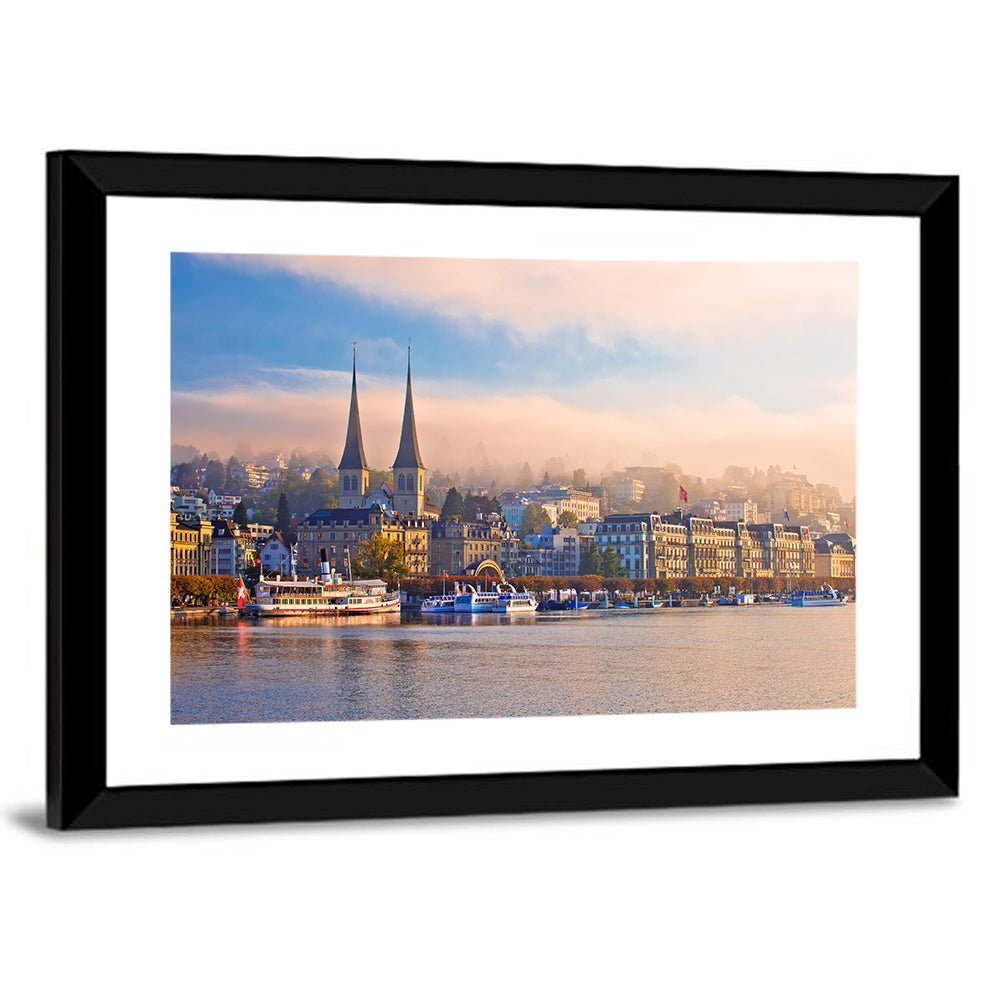 Hofkirche Lucerne Morning Reflection Wall Art