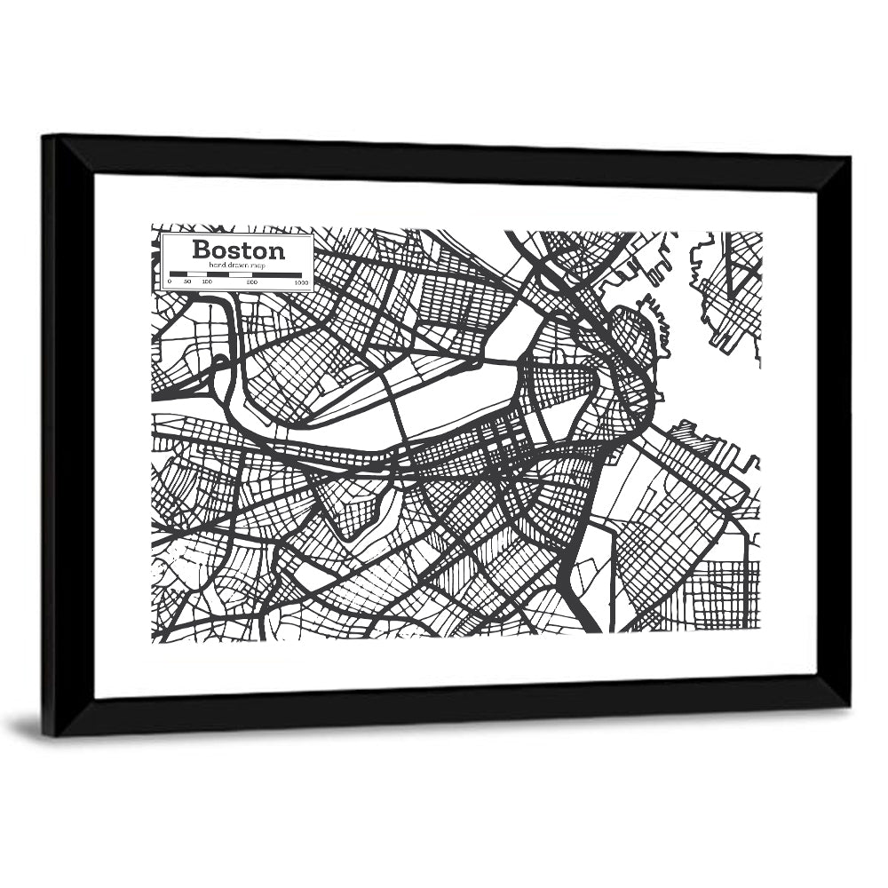 Boston Street Network Map Wall Art
