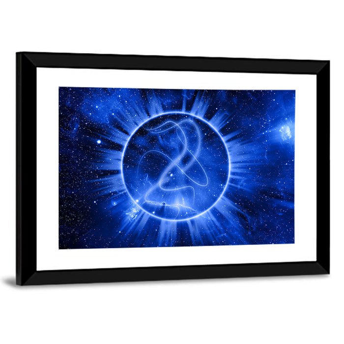 Cosmic Rays Over Blue Nebula Wall Art as a framed print