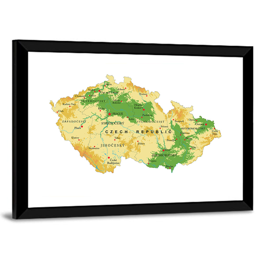 Czech Republic Topographic Relief Map Wall Art