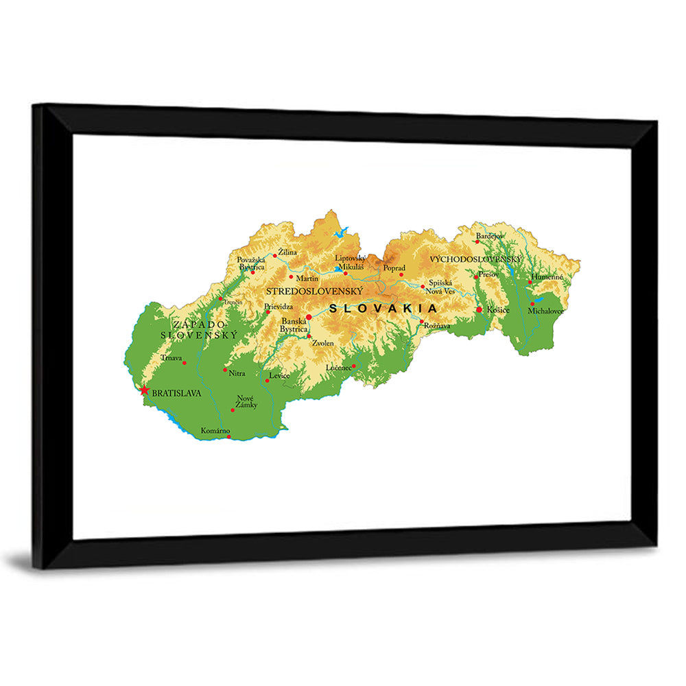 Slovakia Topographic Relief Map Wall Art