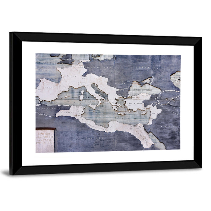 Vintage Roman Empire Map Wall Art as a framed print