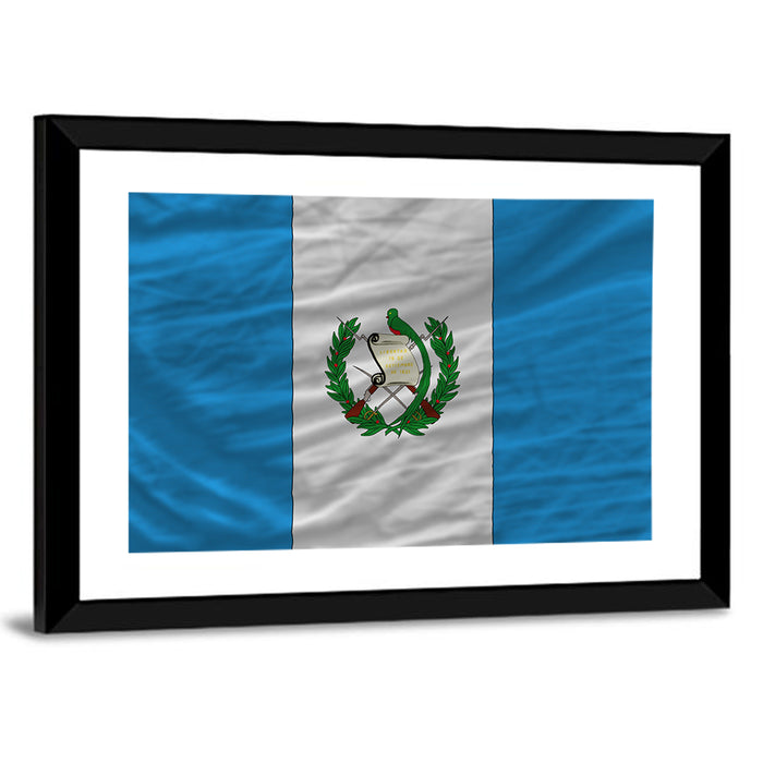 Guatemala Flag with Coat of Arms Wall Art as a framed print