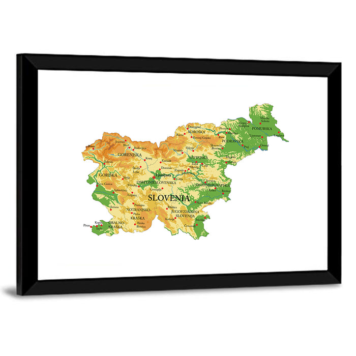 Slovenia Relief Map Wall Art as a framed print