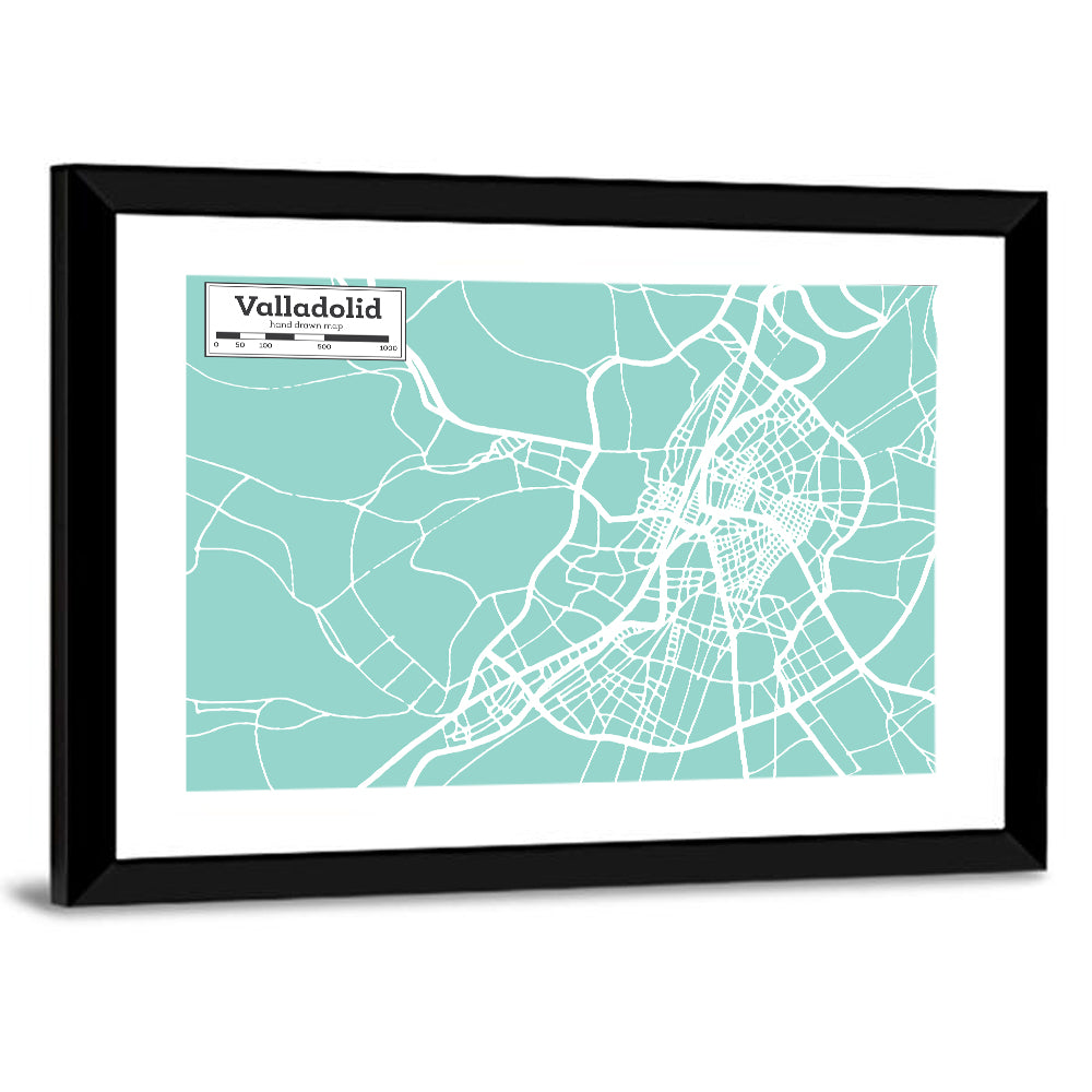 Valladolid Street Grid Map Wall Art