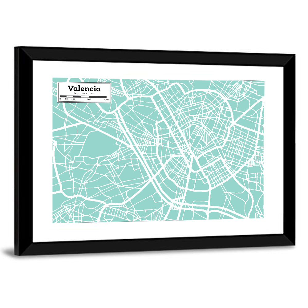Valencia Street Grid Map Wall Art