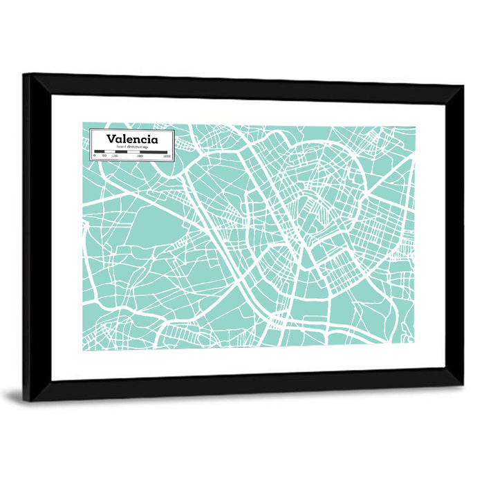 Valencia Street Grid Map Wall Art as a framed print
