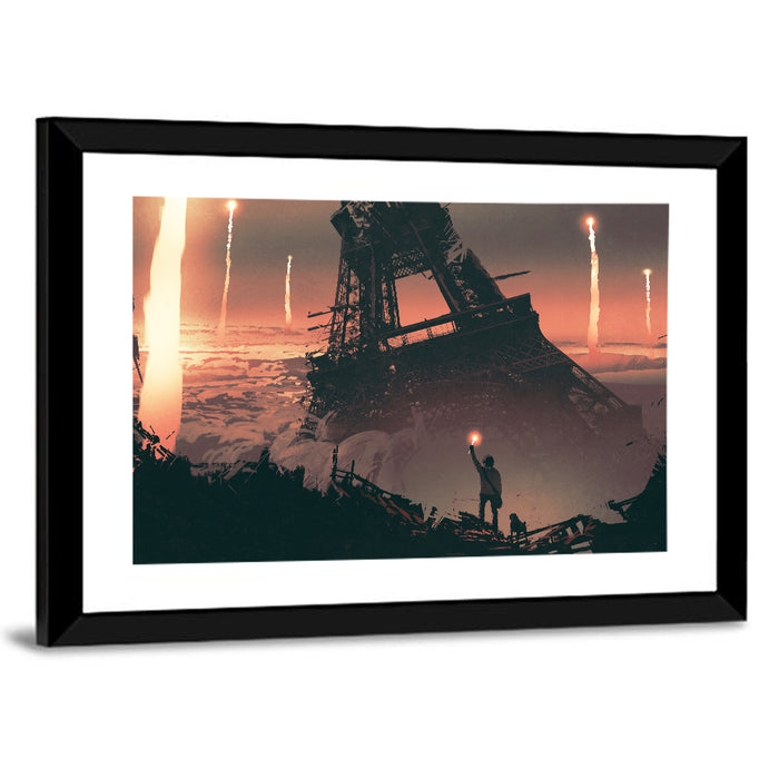 Eiffel Tower Aftermath Wall Art as a framed print