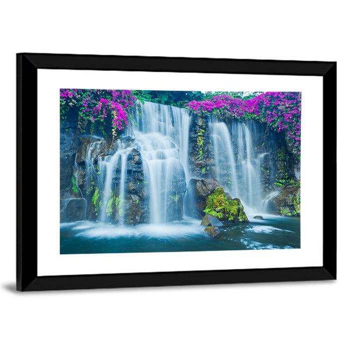 Hawaiian Blue Waterfall Scene Wall Art as a framed print