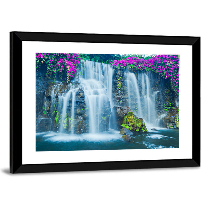 Hawaiian Blue Waterfall Scene Wall Art