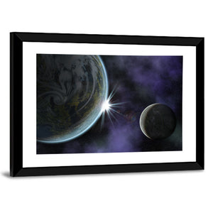 Space Sunrise Scene Wall Art