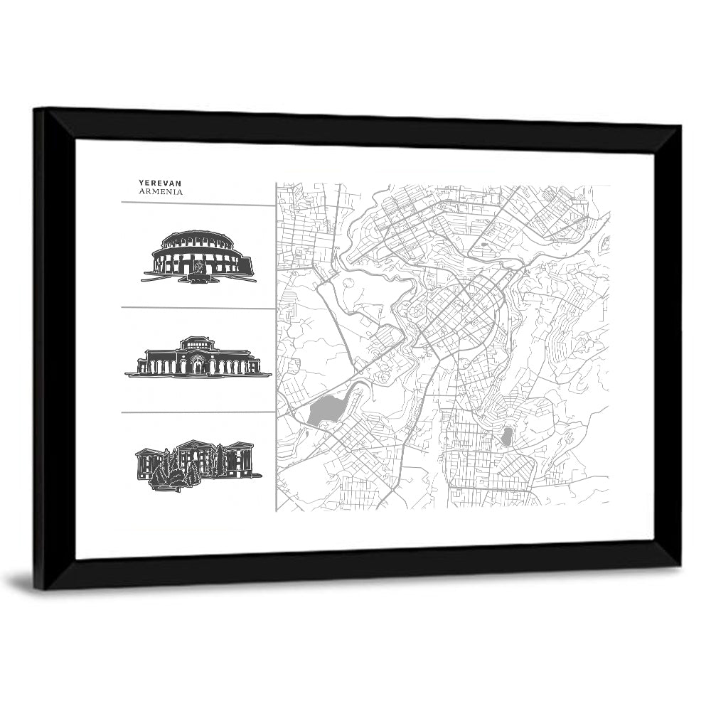Yerevan City Map Diptych Wall Art