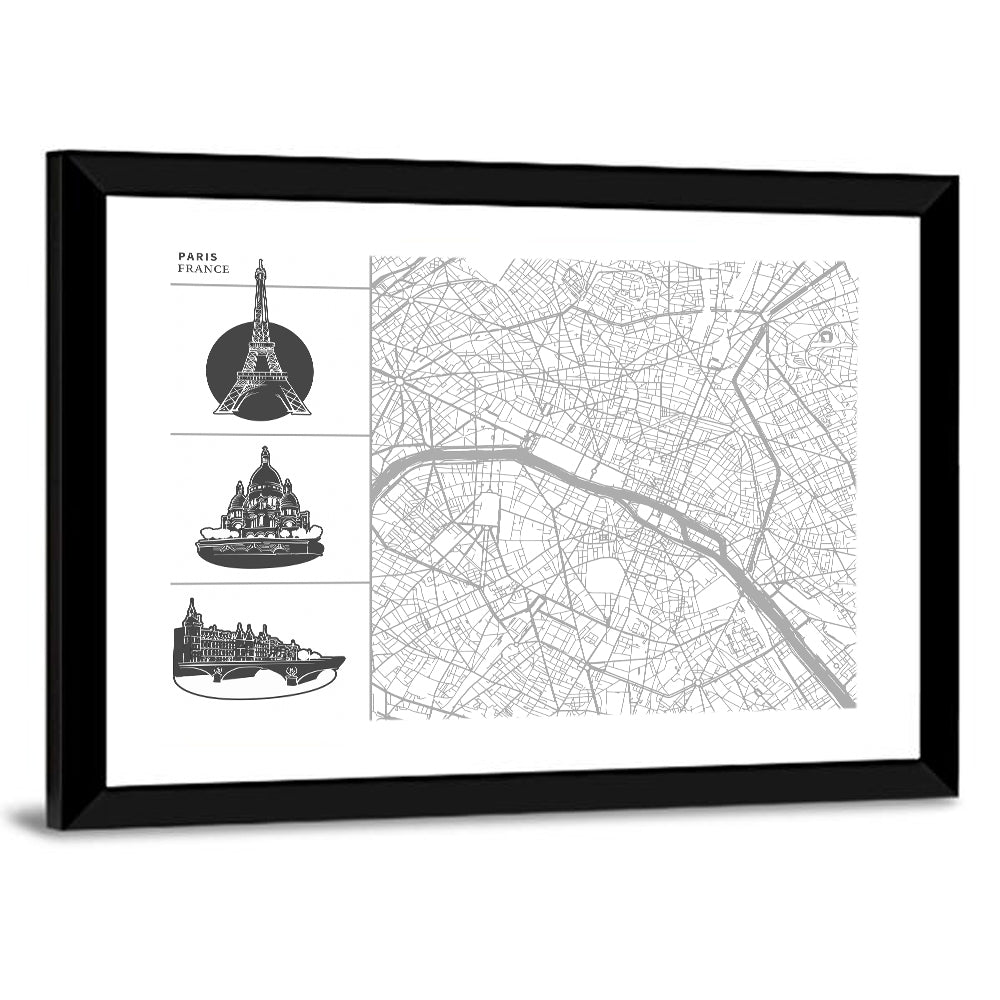 Paris Architectural Map Grid Wall Art