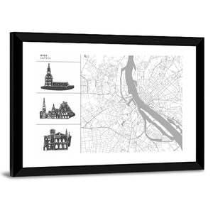 Riga City Map Wall Art