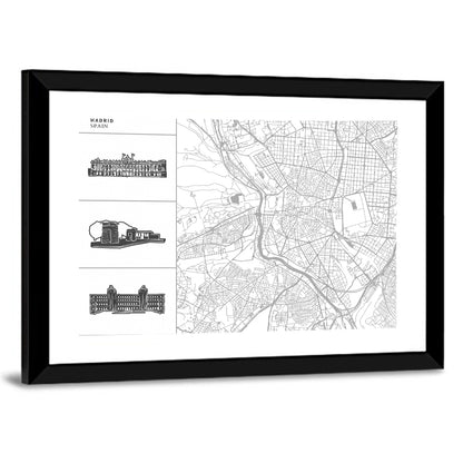 Madrid City Map Wall Art