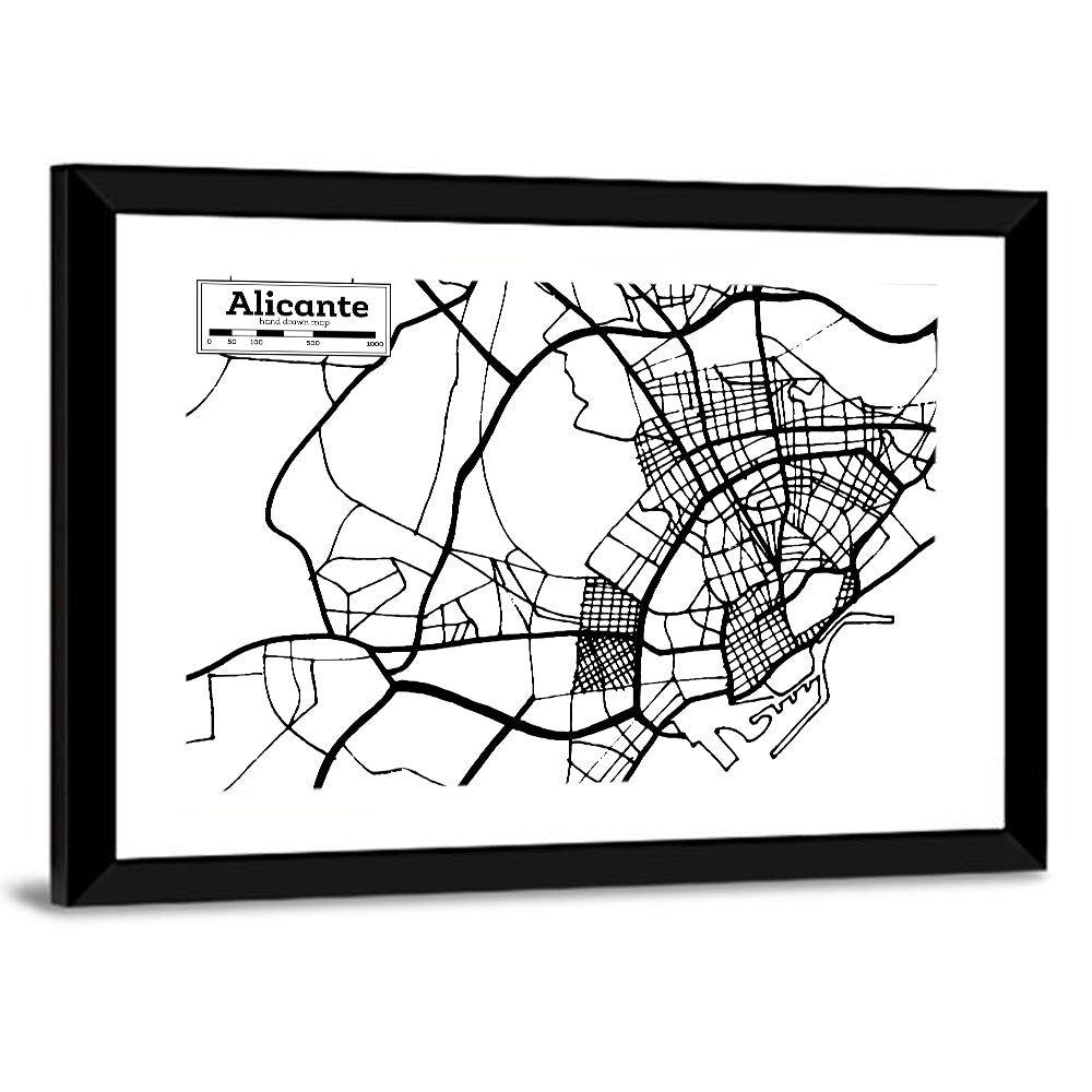 Alicante City Plan Wall Art