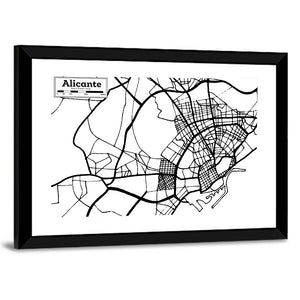 Alicante City Map Wall Art