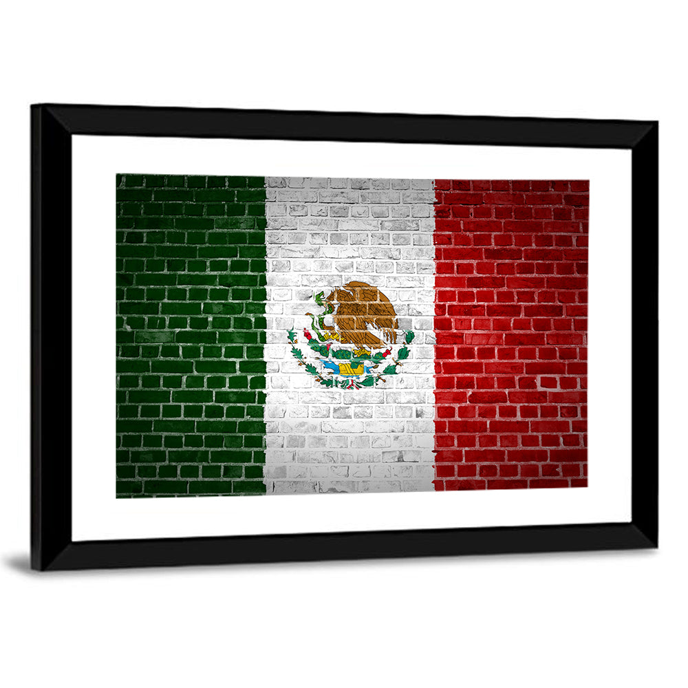 Weathered Mexico Flag with Coat of Arms Wall Art