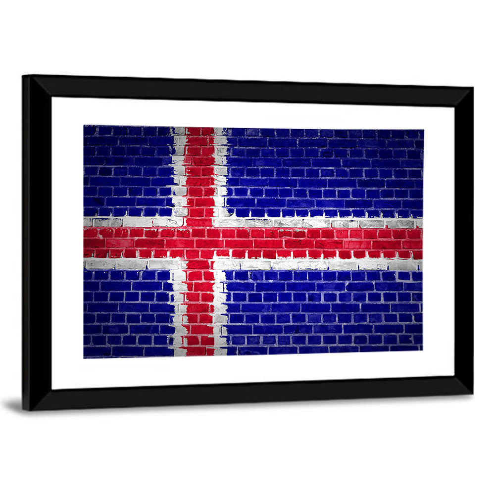Iceland Flag on Brick Wall Art
