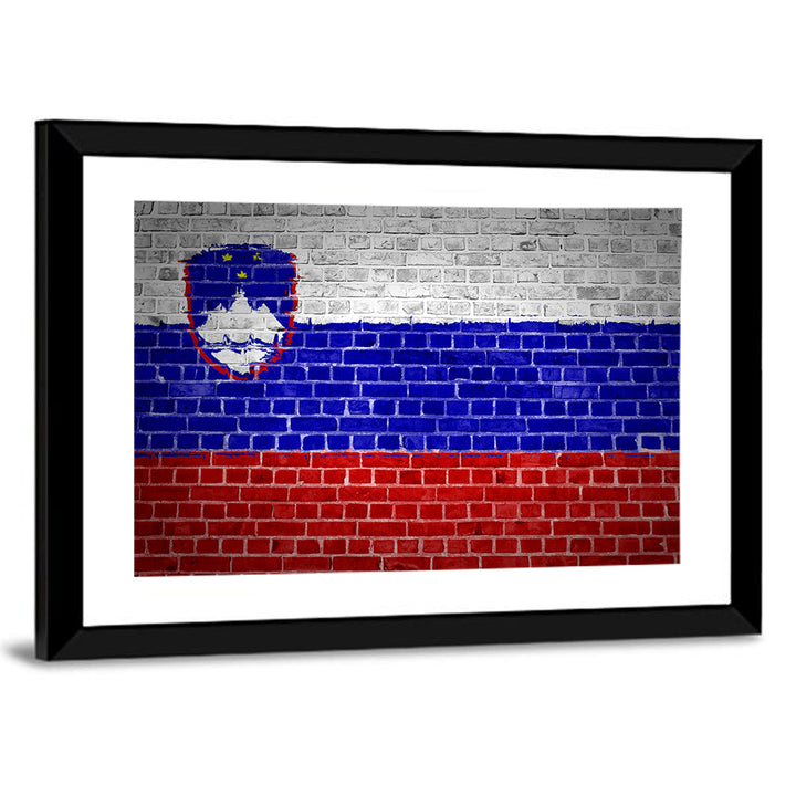 Slovenia Flag on Weathered Brick Wall Art