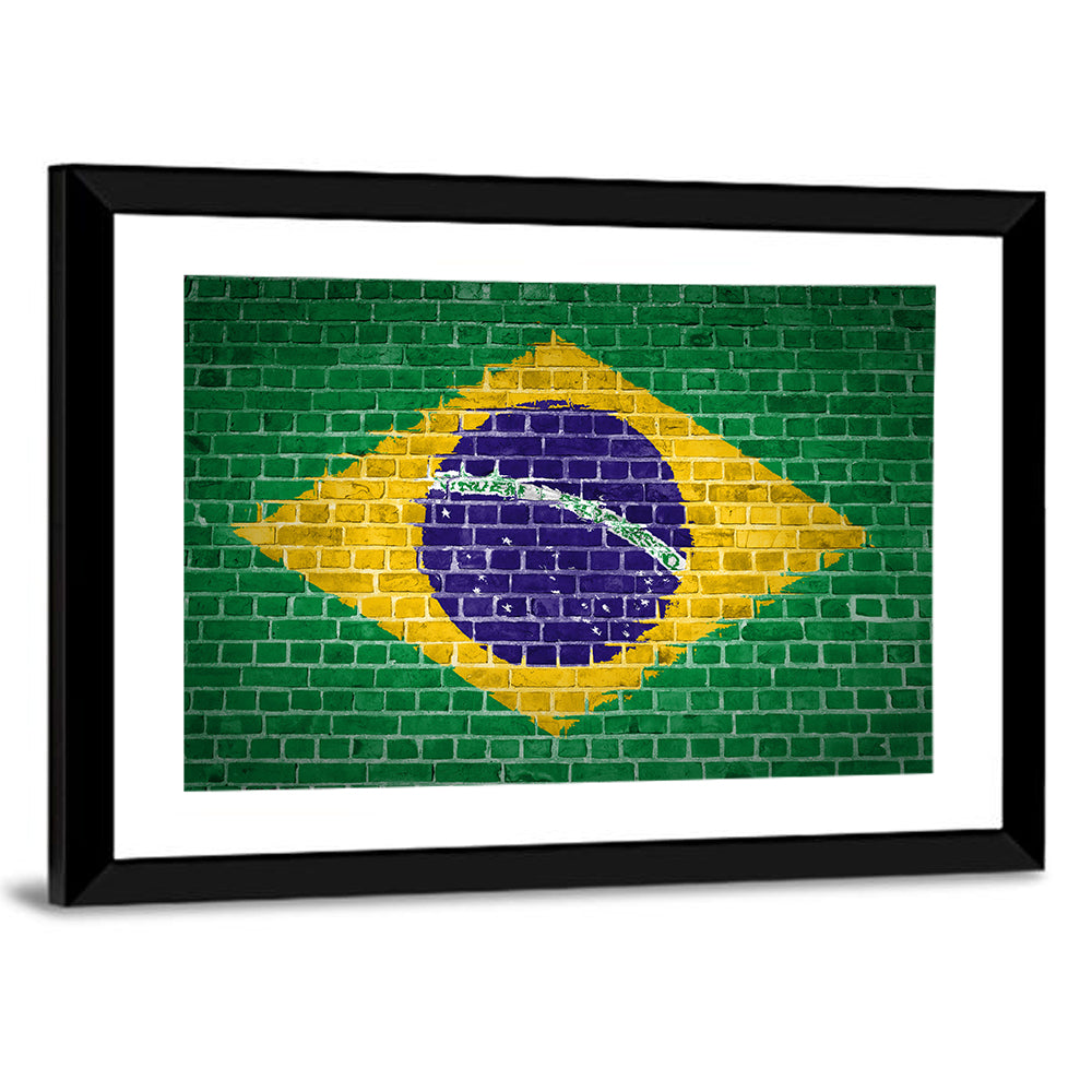 Brazilian Flag Brick Mural Wall Art