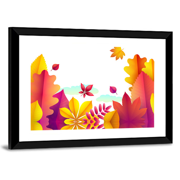 Autumn Leaves Botanical Illustration Wall Art as a framed print