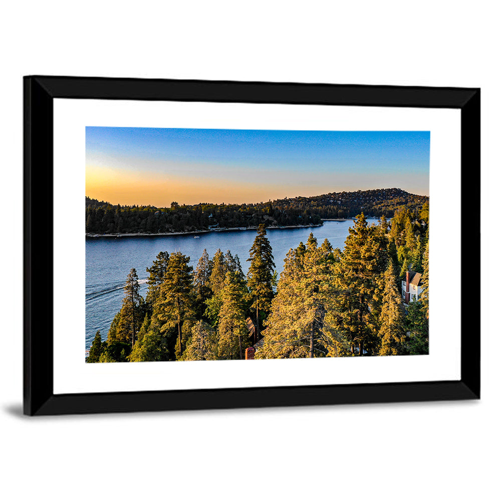 Lake Arrowhead Sunset Over Pines Wall Art